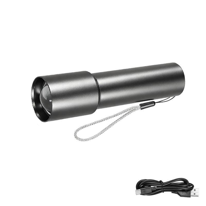 Mini Telescopic Zoom Flashlight 3 Light Mode Torch Powerful USB Rechargable Aluminum Alloy Torch Outdoor Portable Camping Lamp