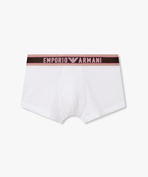 

[Emporio Armani Underwear] Men s Color-Block Trim Big Logo Banding Trunks 0816112024 [Shipped from Korea] 100% Authentic White - S