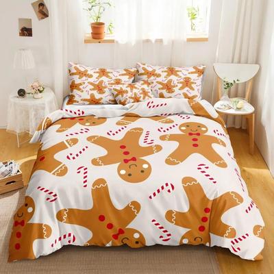 Cartoon Christmas Bedding Sets Gingerbread Man Duvet Cover Set Modern Fashion Home Textiles Floral Bed Linen For Dropshipping
