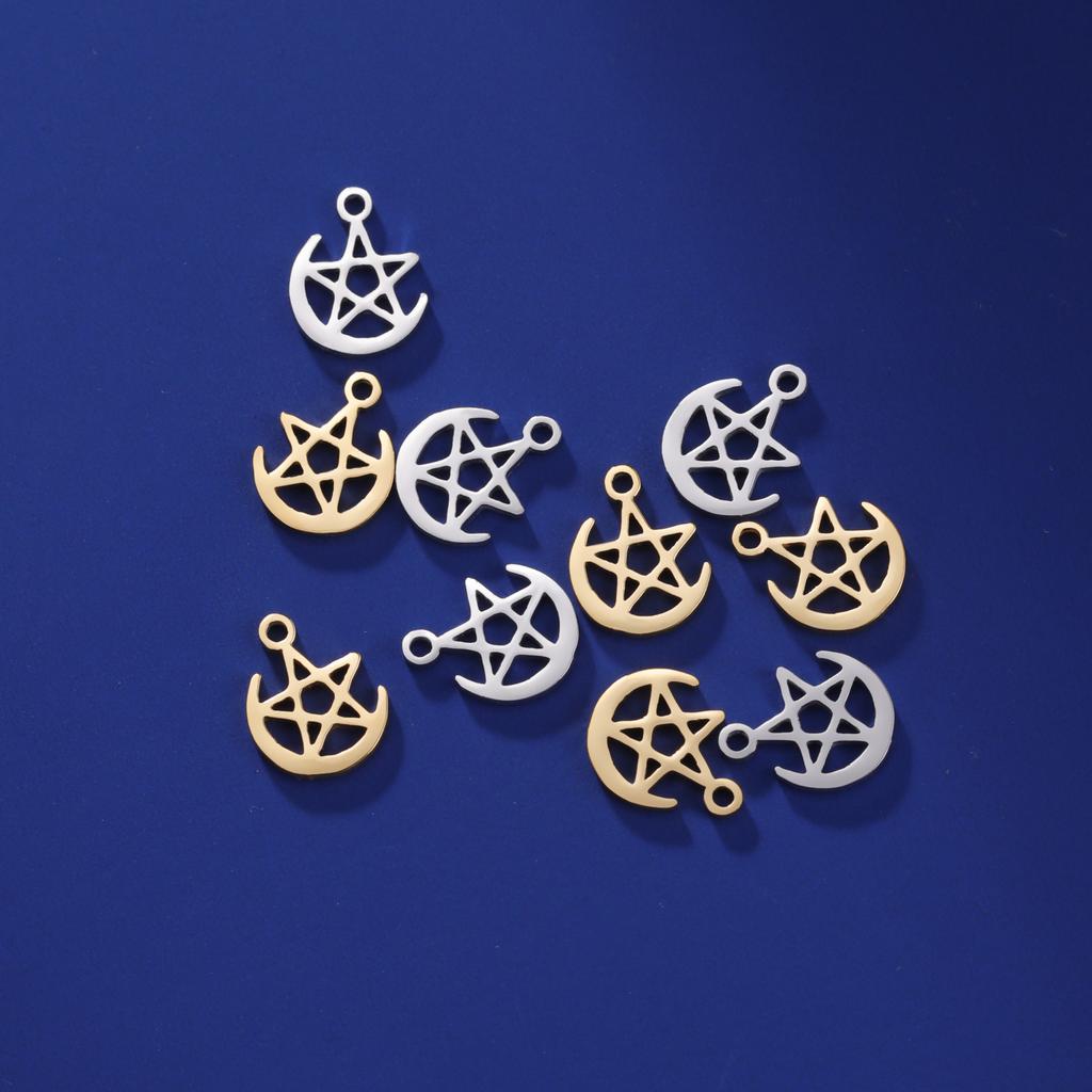 5pcs/lot Stainless Steel Gold Charms Irish Knot Hand Sun Flower Tree Ribbon Pentagram DIY Pendant for for Jewelry Making