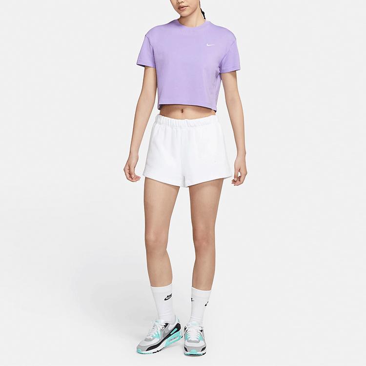 Nike Casual Solid Color Logo Short Sleeve Round Neck T-Shirt Women Tops Purple DA0324-563