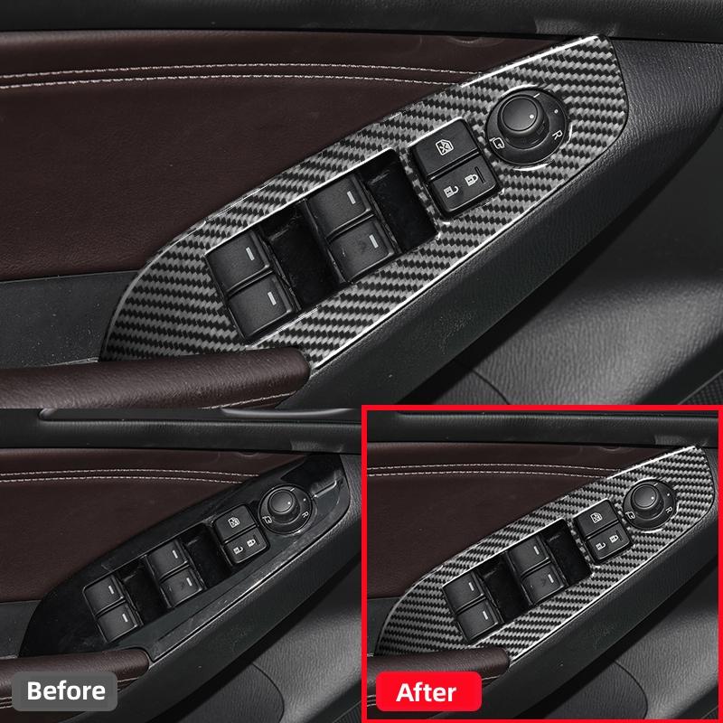 For Mazda 3 Axela 2014-2019 Windows Control Panel Decor Carbon Fiber Cover Trim Strip Inside Car Interior Accessories 3D Sticker