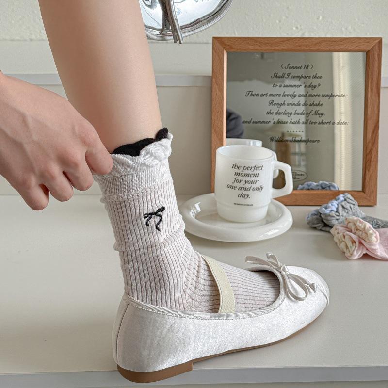 Women's Summer Thin Bow Lace Ballet Wind Tube Cotton Socks