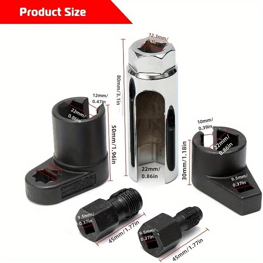 1Set O2 Oxygen Sensor Socket Wrench Set Metric Sockets in Durable Red Case Essential Tool Kit for Efficient O2 Sensor Removal