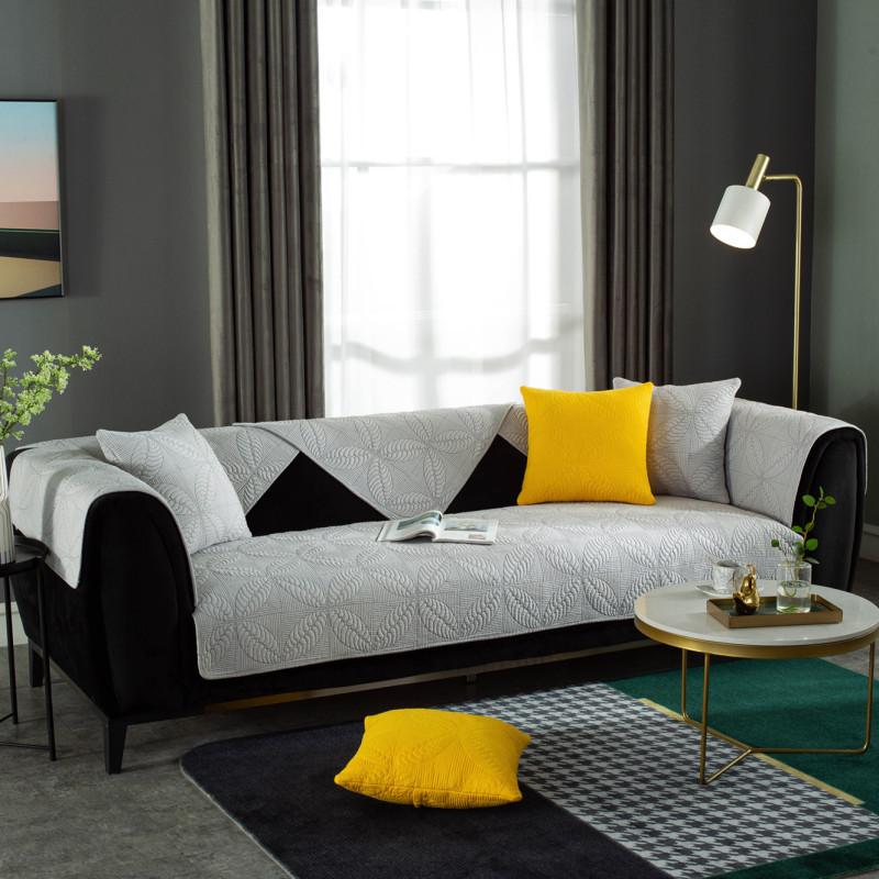 New Sijitong Fabric Cotton Quilted Embroidered Sofa Cushion Chinese Simple Double-sided Leather Sofa Cushion Towel