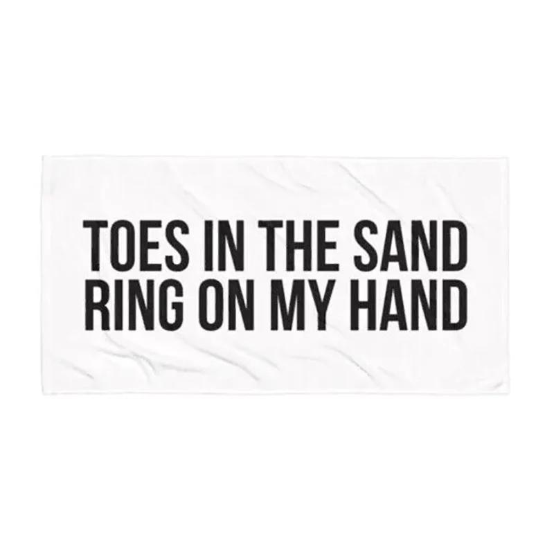 Toes In the Sand Ring On My Hand Beach Towel Bridal Shower Bachelorette Hen Party Bride To Be Wedding Decoration Honeymoon Gift