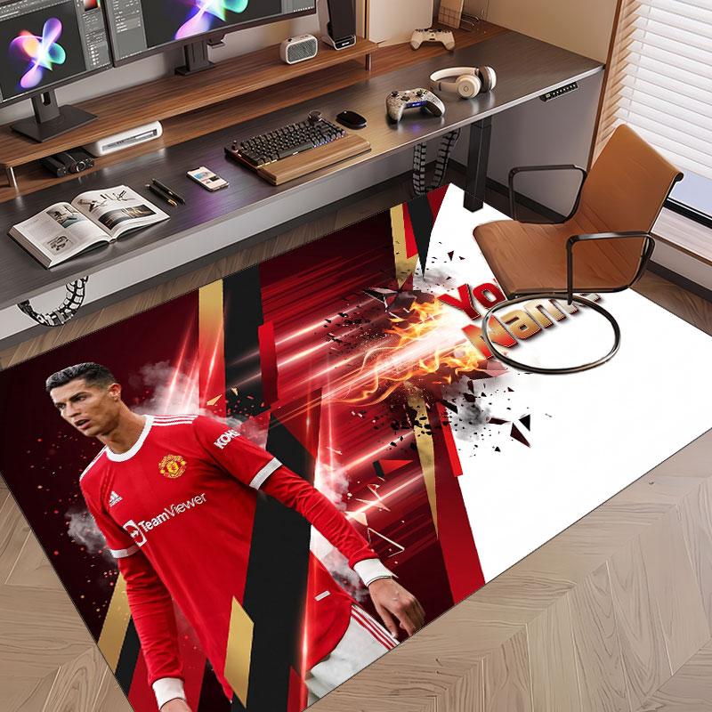 Benutzerdefinierter Teppich Cristiano Ronaldo Muster Druck Name Text Weicher Rutschfester Boden Teppich für Zuhause Innen Dekoration