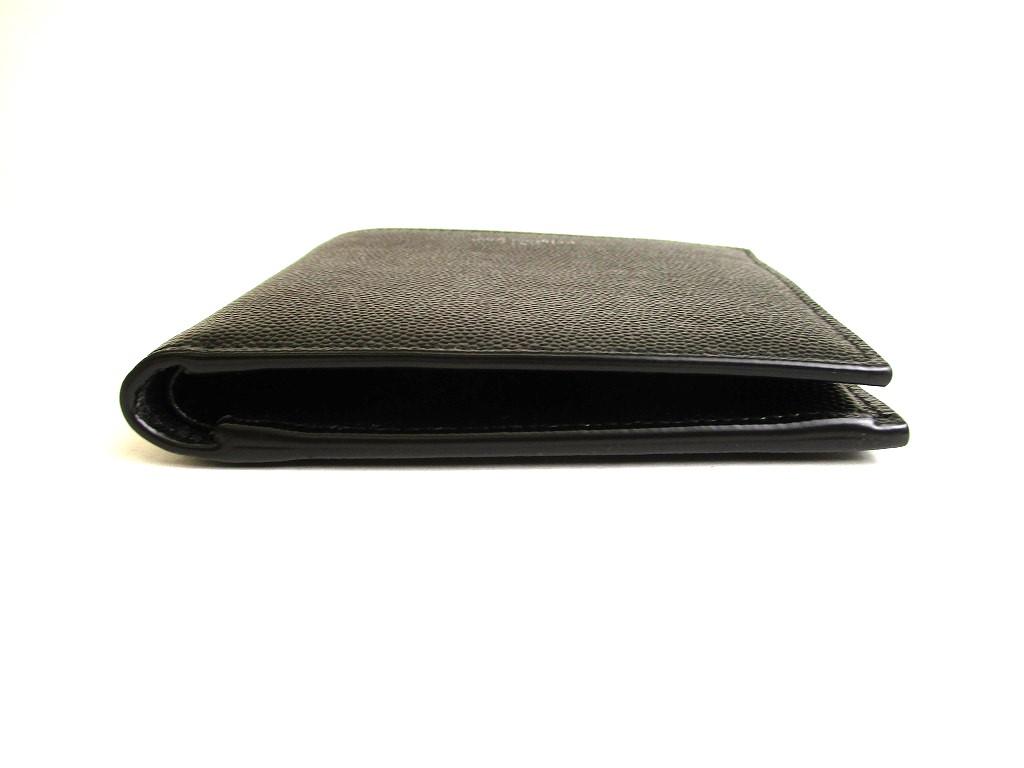 Portafoglio compatto bifold in pelle nera Saint Laurent Paris YSL autentico #9784 ricondizionato