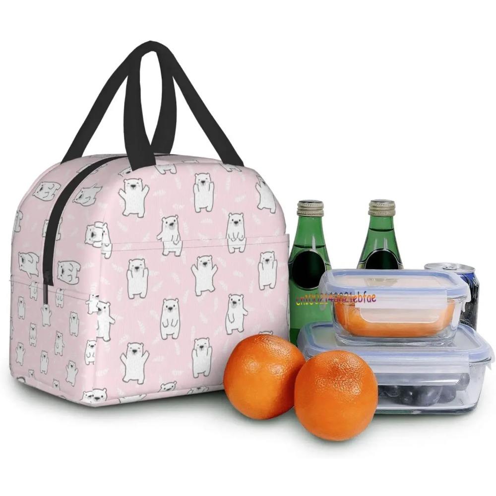 Polar Bear Pattern Leaf Leaves Lunch Bag Travel Box Work Bento Cooler Reusable Tote Picnic Boxes Insulated Container Lunch Bags