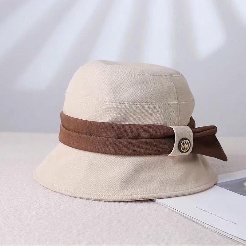 Women's Elegant Color-Block Bucket Hat for Spring and Autumn