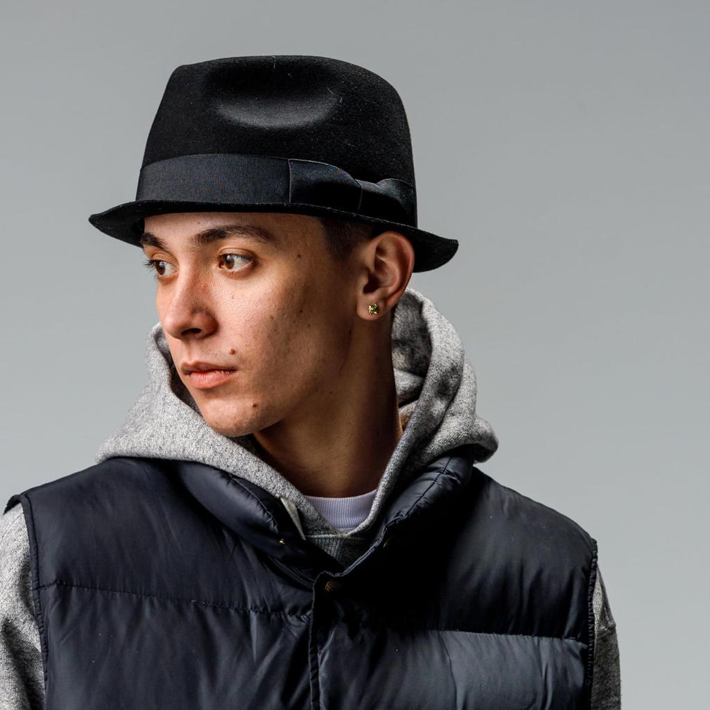 Reck Hatter Australian Wool Short Brim Felt Wide Size Size M Men's Hat, Brim, Fall/Winter, Black, RH-104,