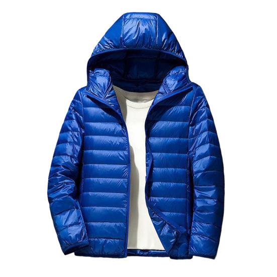 

Чоловіче бавовняне пальто з капюшоном, однотонна стьобана куртка з довгим рукавом, однотонна планка на блискавці, легкий стьобаний верхній одяг M