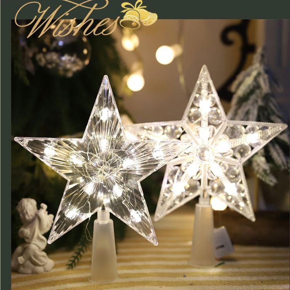 Lighted LED Lighted Star Transparent Christmas Treetop Light Xmas Light Ornaments  Holiday
