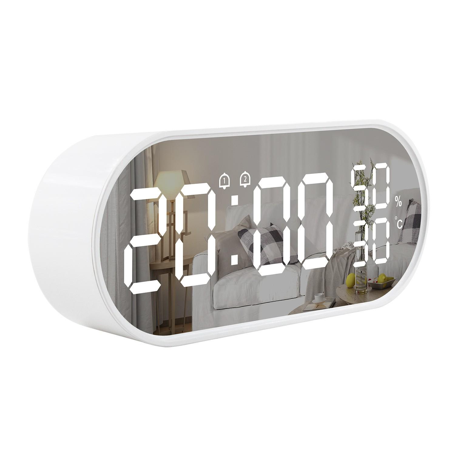 

Mirror Alarm Clock LED Clock Touch Dual Alarm Clock Temperature and Humidity Electronic Clock USB Electronic Clock