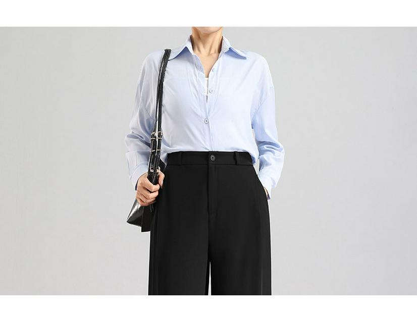 Tall Women's Black Drape Casual Wide-Leg Trousers - Spring/Autumn 2026