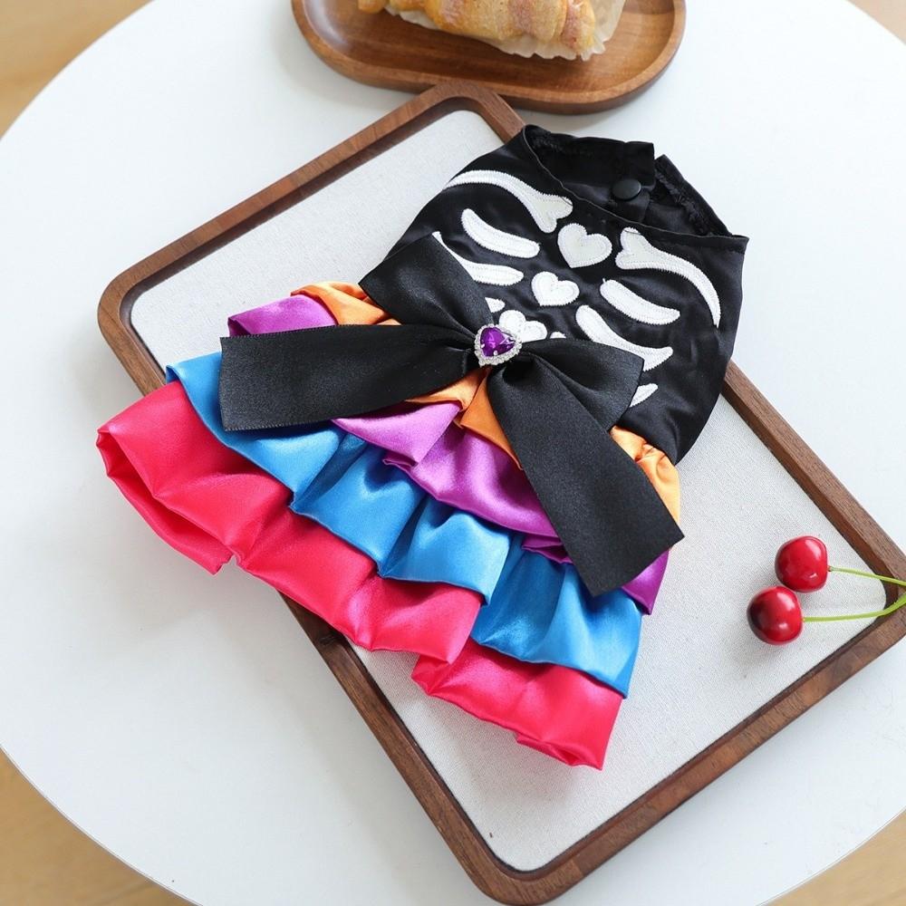 Soft Halloween Pet Cake Dress Comfortable Pet Skeleton Dress Dog Tutu Dress Cosplay