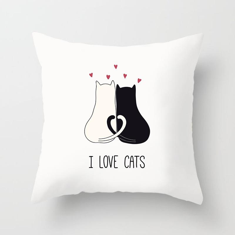 New Cartoon Black Cat Pattern Printed Pillowcase Home Sofa Pillowcase Cushion Cover