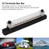 Bloc de Distribution d'Alimentation à 12 Bornes Jeu de Barres omnibus 2xBornes M6 12xVis M4 Boîtier de Borne de Batterie pour Voitures Camping-cars Bateaux Yachts