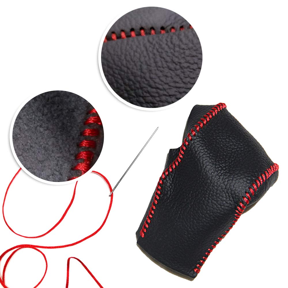 Gear Shift Knob Cover Black Leather + Red Stitch for AT Car Honda VEZEL 2014-2018 XRV 2014-2018