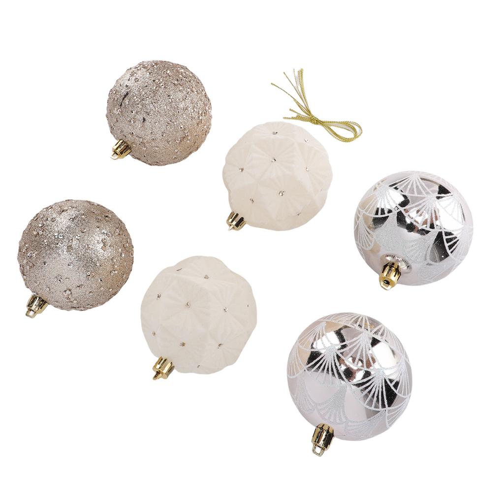 6PCS Velvet Xmas Balls Set 3.1 Inch PVC Flocked Hanging Xmas Ball Tree Ornament Decoration for Holiday Party Decor