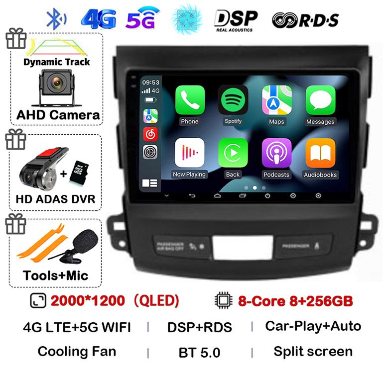 Android 14 Carplay Auto Car Radio For Mitsubishi Outlander 2006-2011 Peugeot 4007 Citroen C-Crosser GPS Stereo Multimedia Player