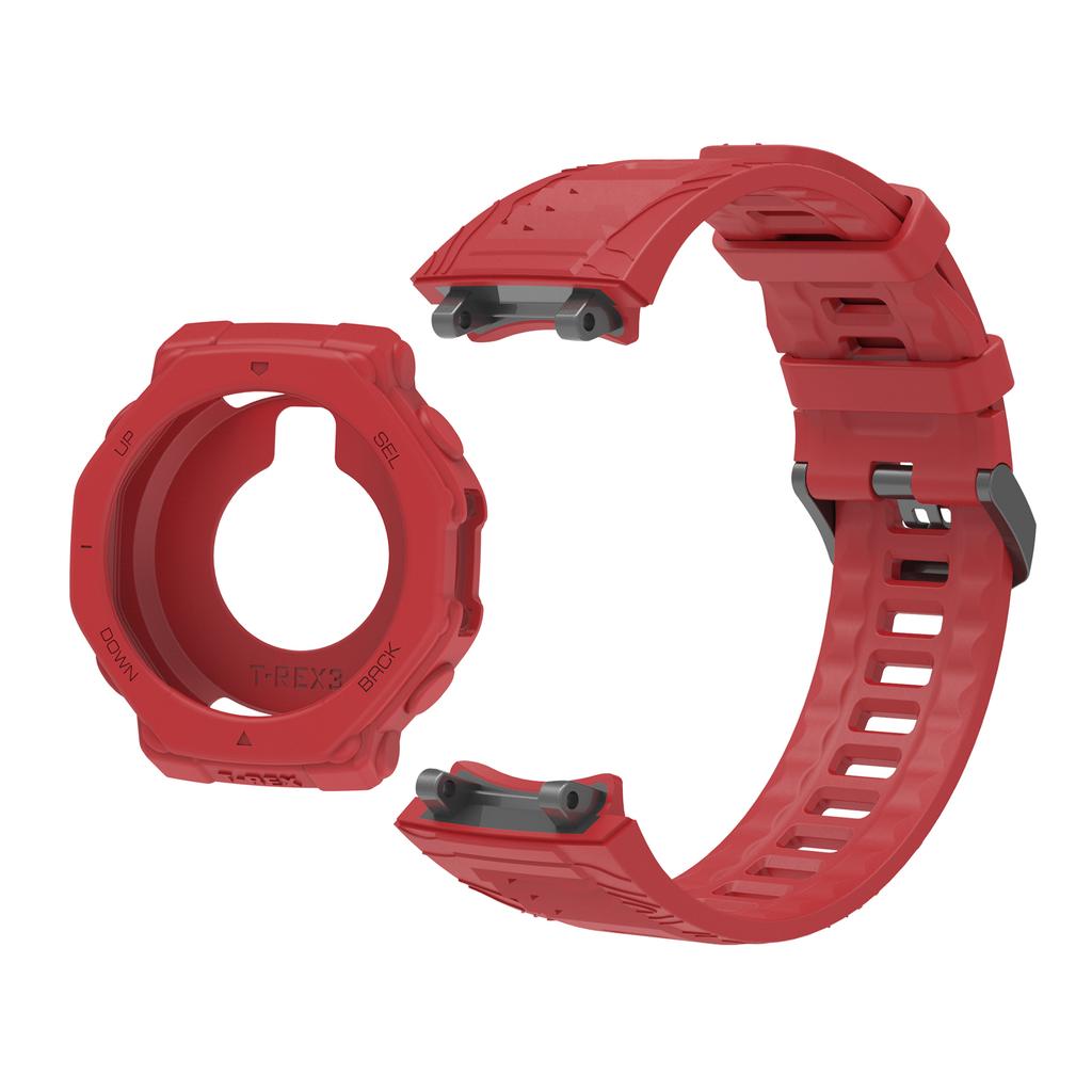 Pro Huami Amazfit T-Rex 3 Řemínek a Pouzdro na hodinky stejné barvy Jednobarevný nastavitelný náramek + Ozdoba pouzdra