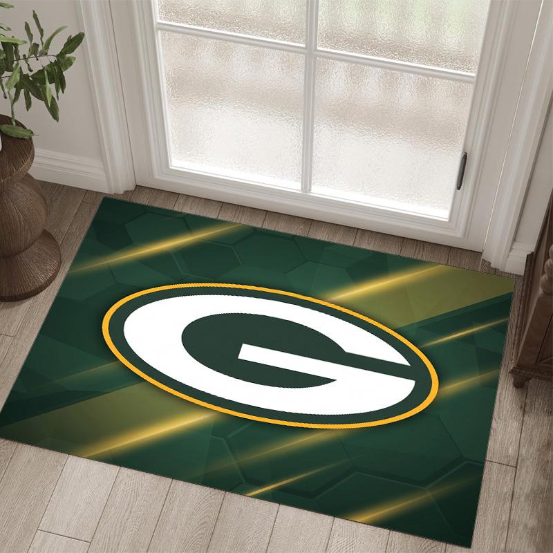 Green Bay Packers Design Crystal Velvet Carpet Cozy Non?Slip Printed Rug For Bedroom Living Room Entrance