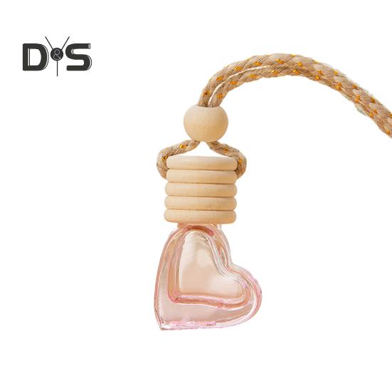 6 ml nachfüllbare Parfümflasche fürs Auto, Dekoration, bunt, Liebe, Herzform, Holzdeckel, Klarglas, Aromatherapie, ätherisches Öl, leere Flasche, hängender Anhänger