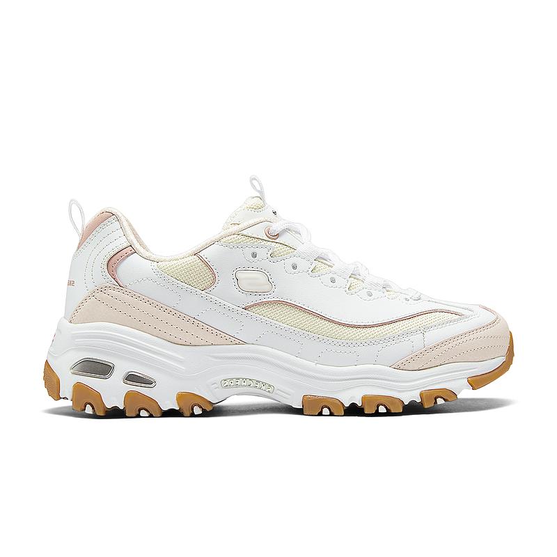 Skechers DLites Fabric Synthetic Leather Lightweight Retro Classic Comfortable Versatile Breathable Low-Top Dad Shoes Women Sneaker 150241-WLPK