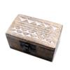 Wooden Pill Box Whitewashed Aztec Design