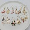 Christmas Tree Wreath Crutch Gift Box Santa Claus Snowman Deer Earrings Ladies Long Tassel Circle Accessories Creative Gifts