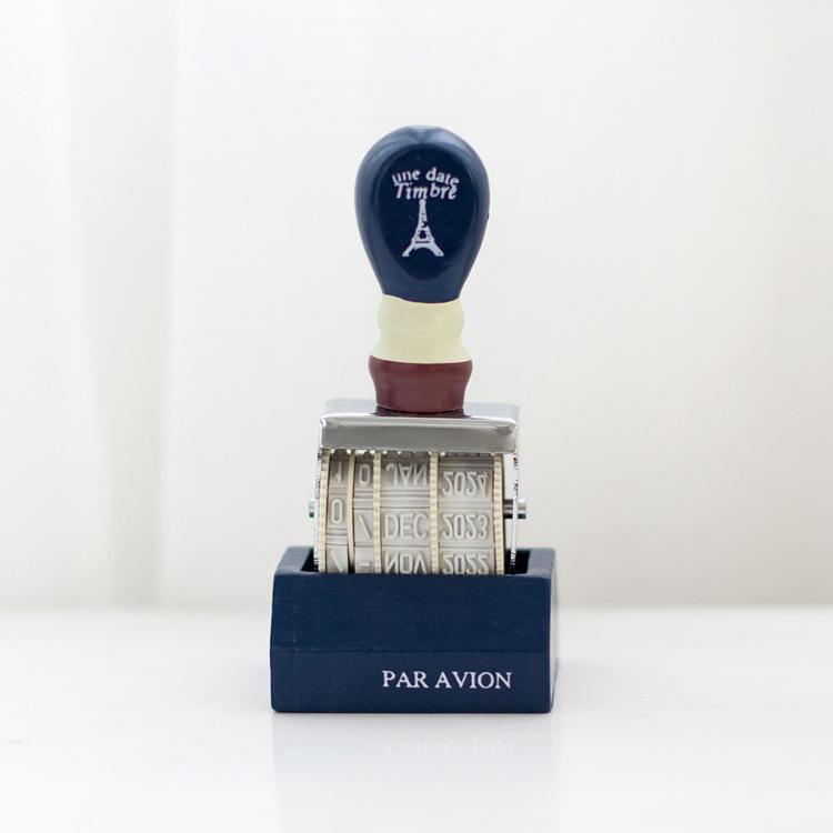 Vintage Zakka Style Wooden Date Stamp with Imitation Postmark Effect