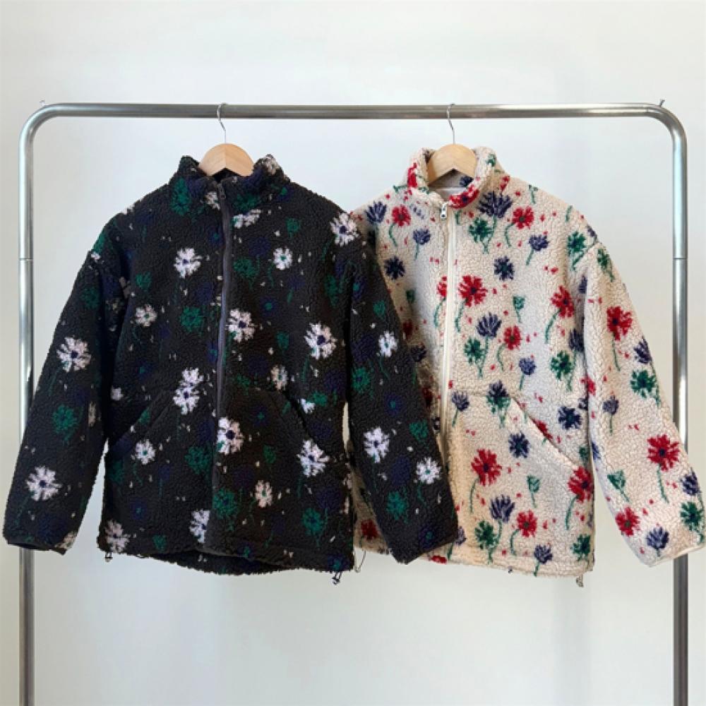 New ArrivalS Open Run Women S Boucle Color Block Flower Pocket High Neck Zip Up