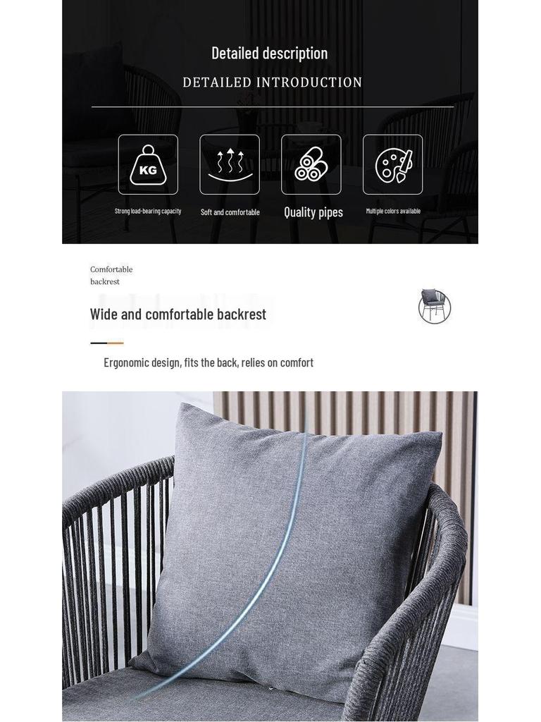 Three-Piece Rattan Chair & Table Set for Balcony or Outdoor Spaces