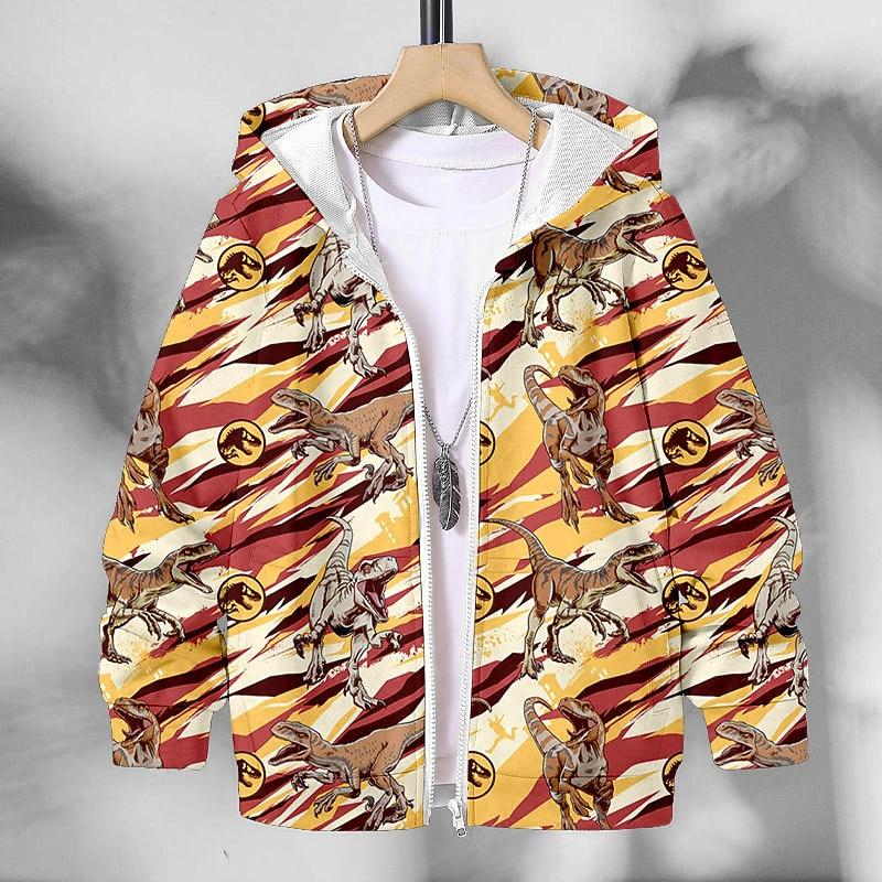 Boys 3D Animal Dinosaur Coat Long Sleeve Fall Winter Active Streetwear Cool Kids 3-12 Years