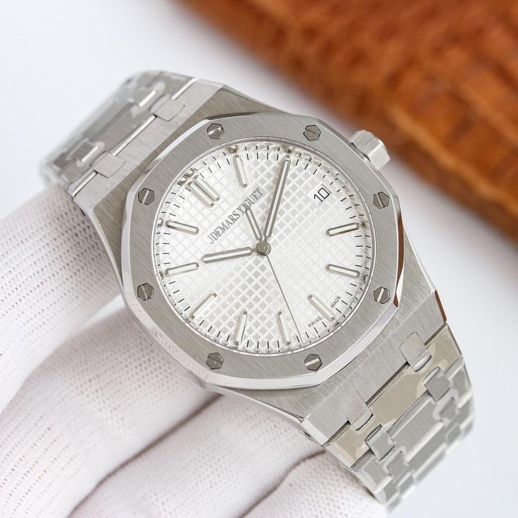 AP Royal Oak Automatik Leuchtende Herren-Stahl-Armbanduhr mit Sichtboden