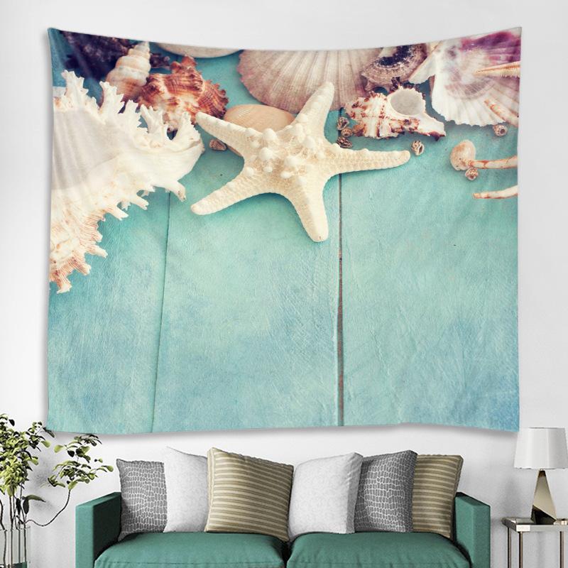 Summer Seaside Vacation Style Bedroom And Living Room Background Fabric Fresh Wall Decoration Hanging Fabric, Home Decor