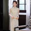 Grøn ærmeløs national stil ny kinesisk dagligdag Suzhou lang cheongsam forbedret ung 1011 ny kvinders høje sans