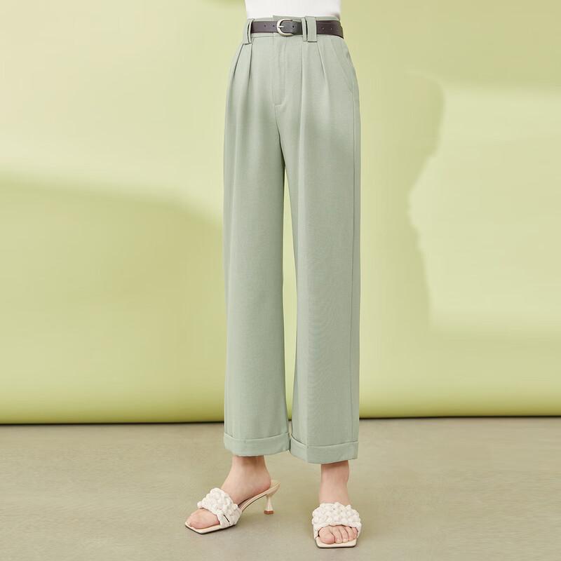 Women's High-Waist Straight-Leg Cropped Casual Trousers