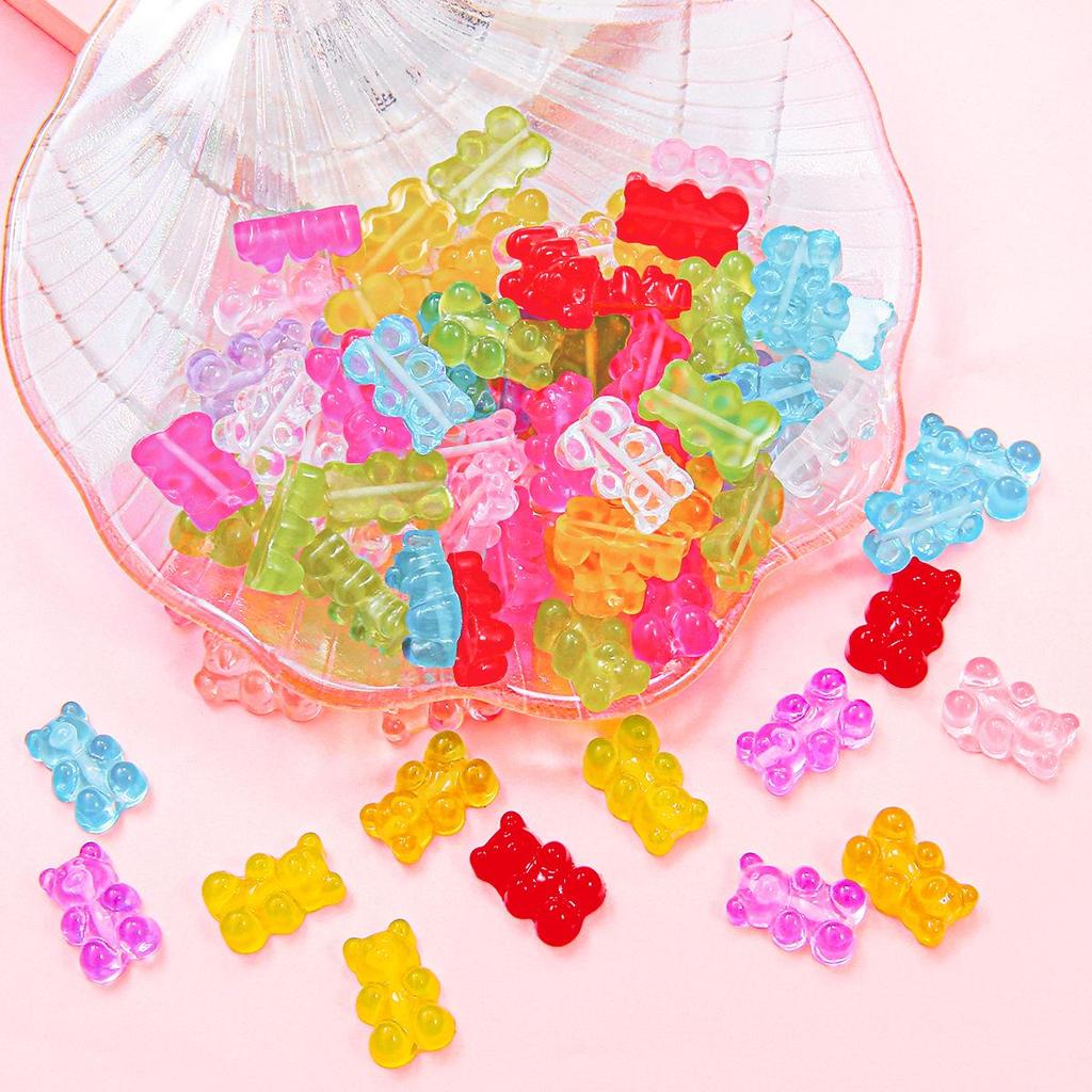 Candy Color Resin Bear DIY Jewelry Accessories: Bracelet, Earring, Keychain Pendants