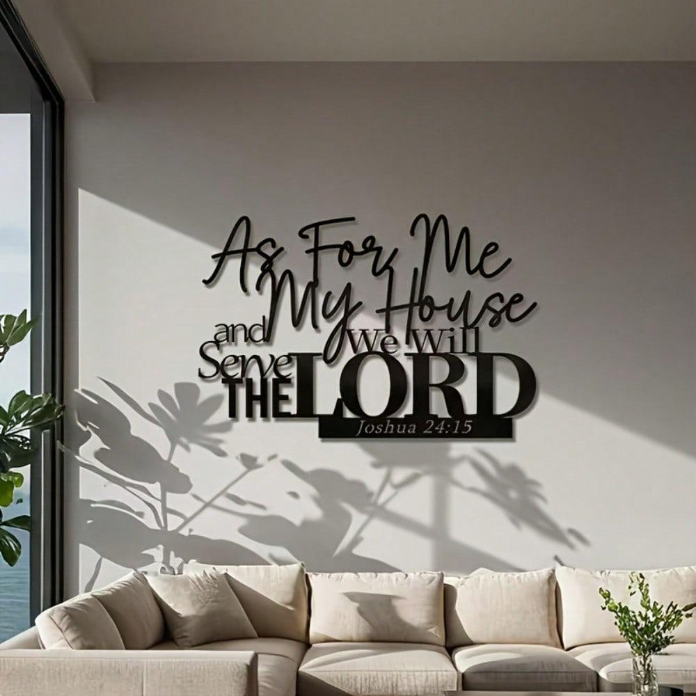 1pc Metal Wall Art Jesus Bible Verse Joshua Scripture Quote Iron Christian Faith Home Decor Living Room Office Religious Gift