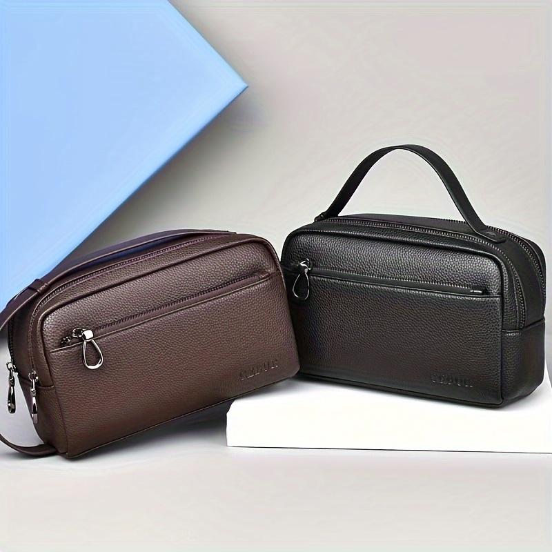 Sacs à main élégants et légers de couleur unie pour hommes, Sacs portables décontractés à fermeture éclair pour les trajets quotidiens, les voyages en plein air
