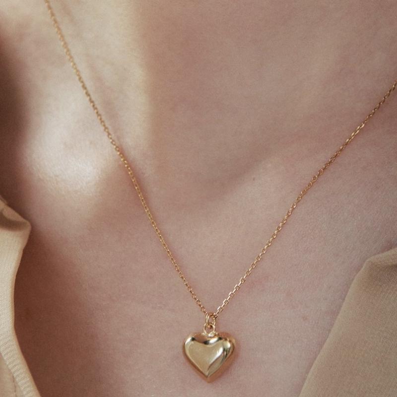 VERTE Full Heart Necklace  12mm  Gold    Un.silver.165