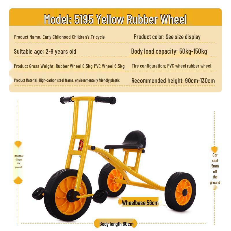 Kindergarten-Dreirad für Kinder 2-8 Jahre - Outdoor-Pedal-Fahrrad für Kleinkinder mit Eltern-Kind-Funktion