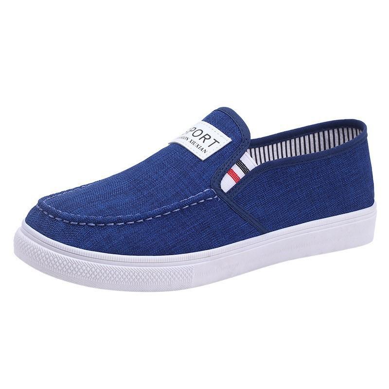 Men's Spring & Autumn Denim Slip-on Shoes - Casual, Comfortable Linen Canvas Board Shoes for Students