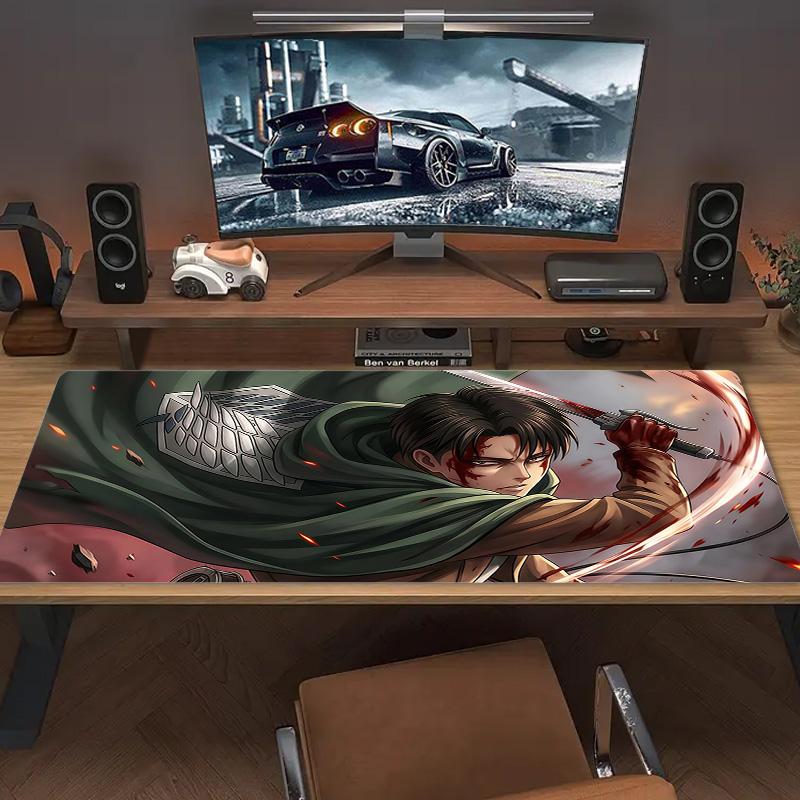 Levi Ackerman Print Cushion Non-slip Laptop Tablet Big Mousepad XXL Mat Mini PC Playmat With Lock edge