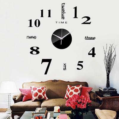 Frameless DIY Wall Mute Clock 3D Mirror Surface Sticker Home Office Decor