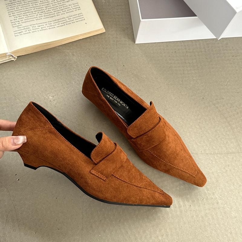 Mode SUOJIALUN 2024 Neue Marke Damen Bootsschuhe Spitze Zehenpartie Slipper Damen Elegant Einzelne Schuhe Quadratischer Niedriger Absatz Kleid Pumps Schuhe