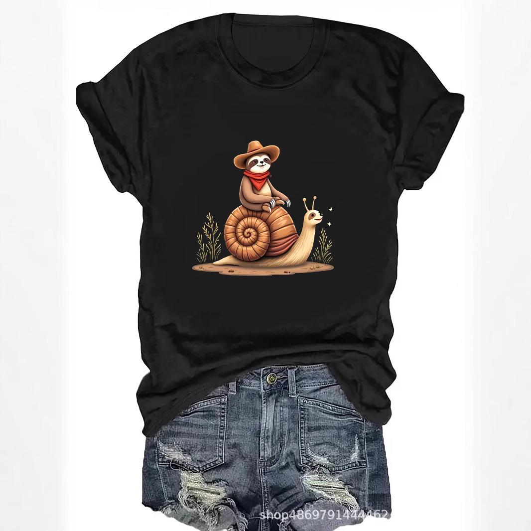 

Women s Fashion Round Neck T-Shirt S чёрный
