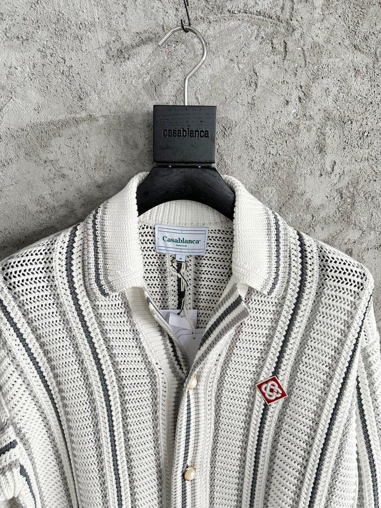 CASABLANCA Siciliansk Stil Handgjord Flätad Randig Unisex Långärmad Cardigan Tröja